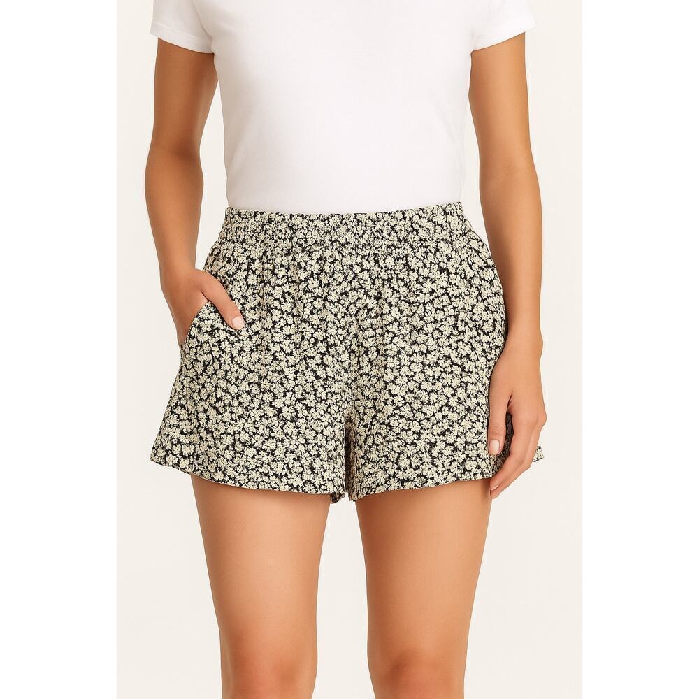 Philosophy Republic Clothing Black White Floral Print Flow Shorts XS